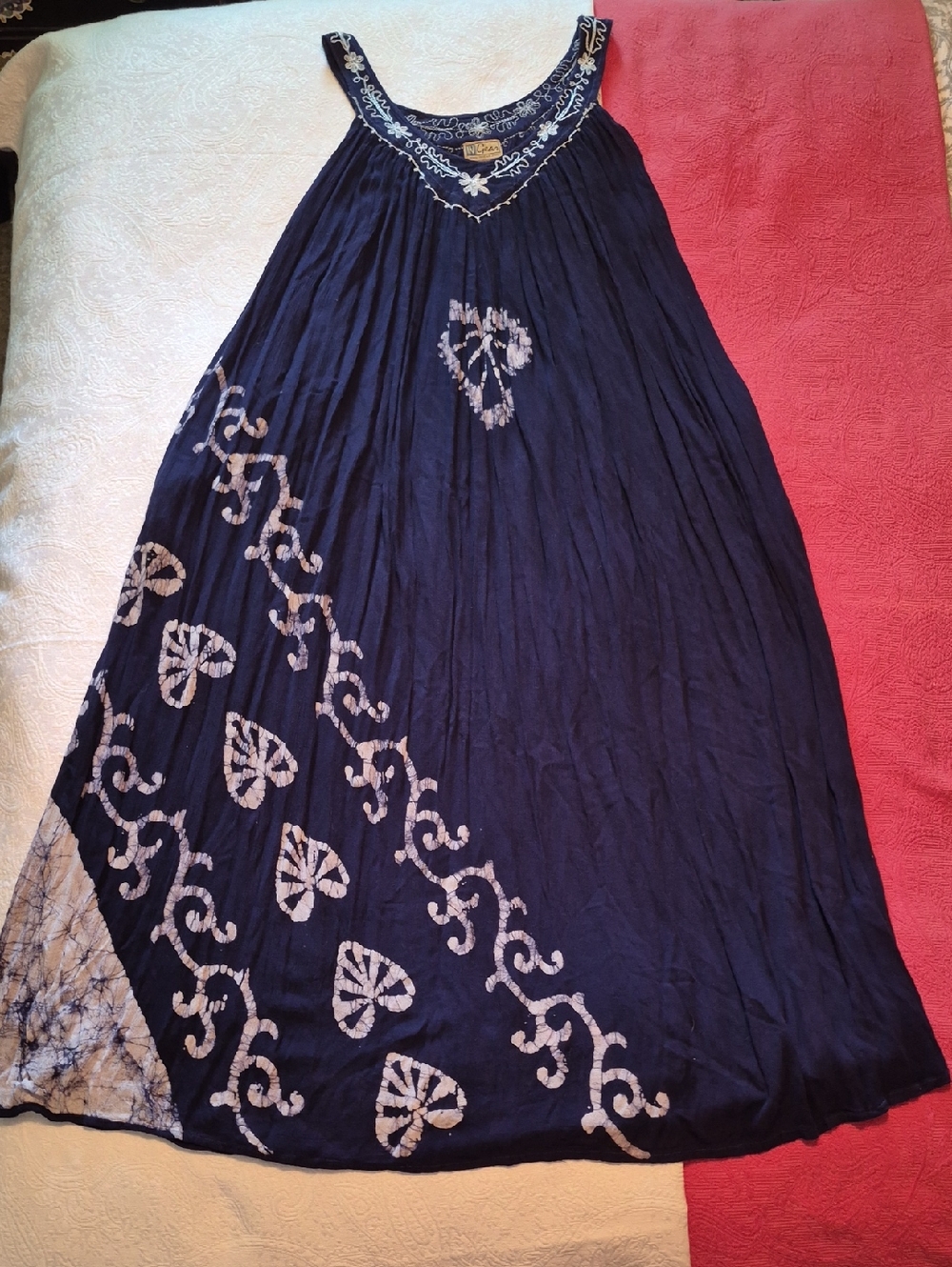 Ingear Navy Tunic with White Floral Embroidery
